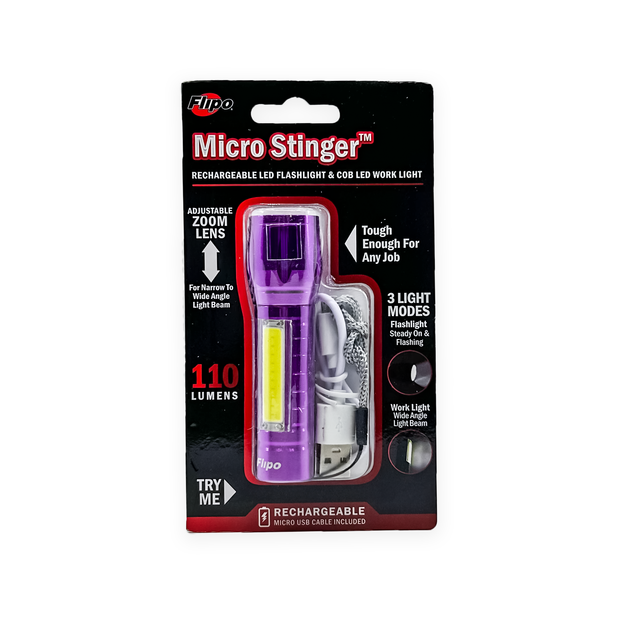 Micro Stinger™ Rechargeable LED Flashlight & COB LED Work Light | Multi Style 12-Piece Display