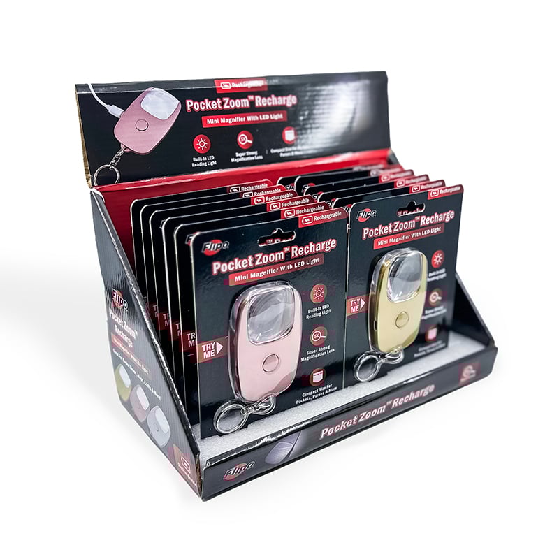 Flipo Pocket Zoom™ Recharge | Mini Magnifier With LED Light 12 PC Display