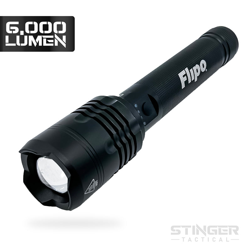 Flipo Stinger™ Tactical 6,000 Lumen Rechargeable Flashlight 6 PC Display