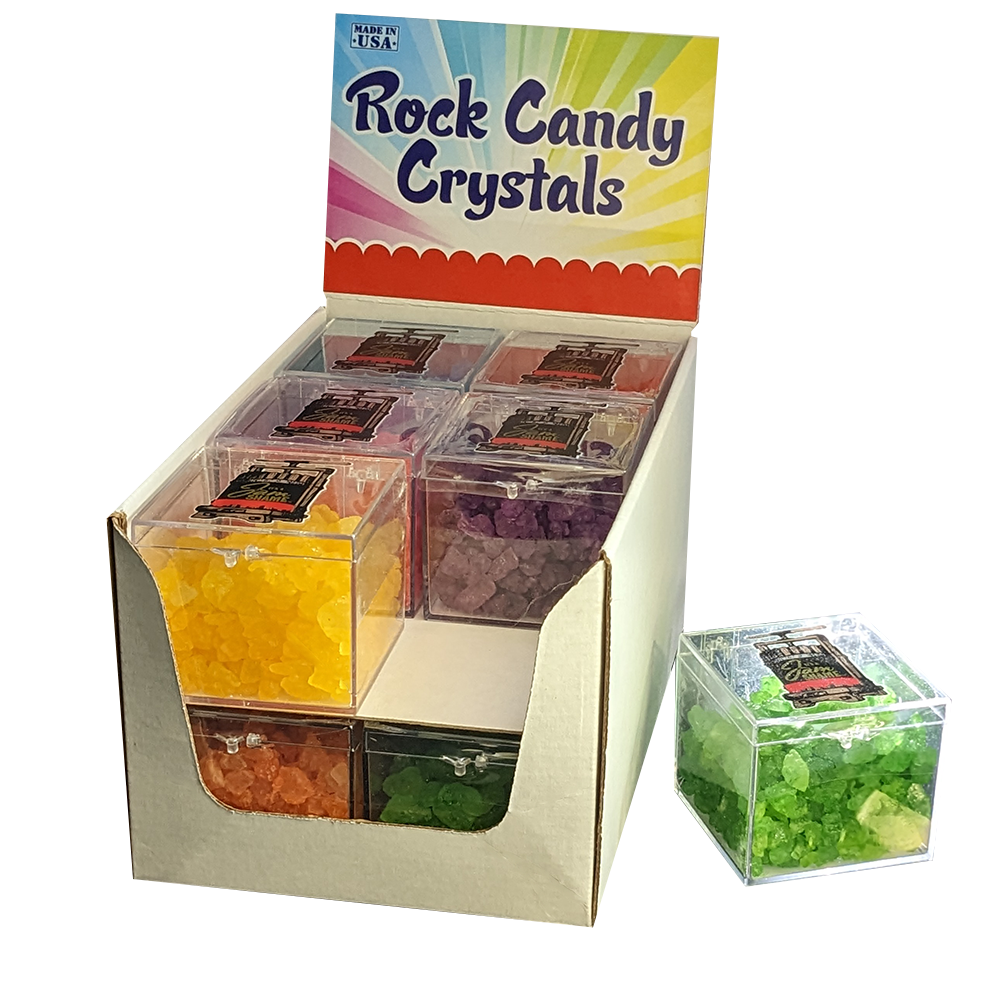 Assorted Rock Candy in Crystal Boxes Display of 12