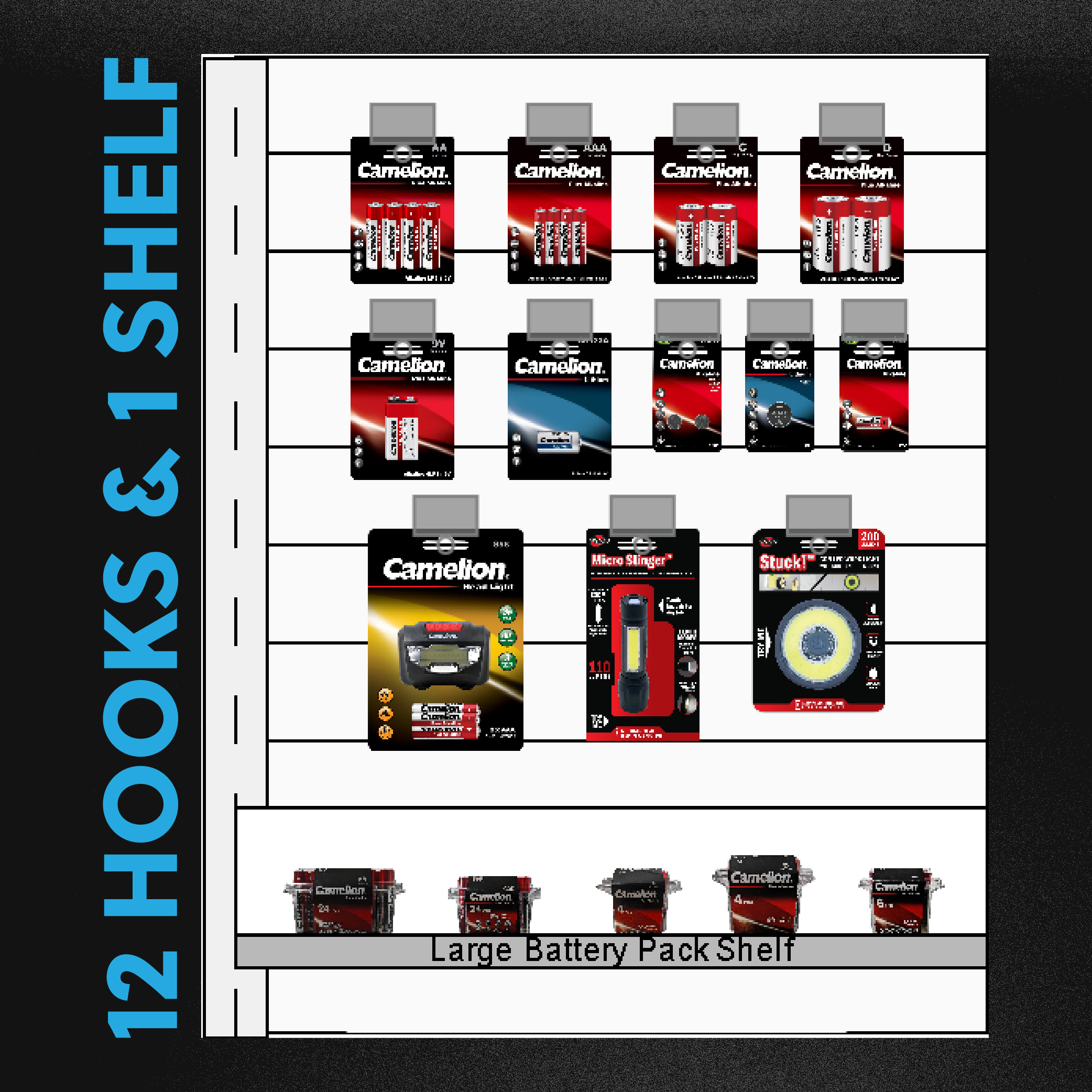 12 SKU Hook + 5 SKU Shelf Small Planogram Kit