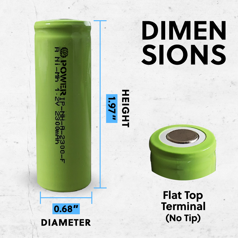 DROP SHIP: IP Power Ni-Mh A 2300mAh Rechargeable Flat Top