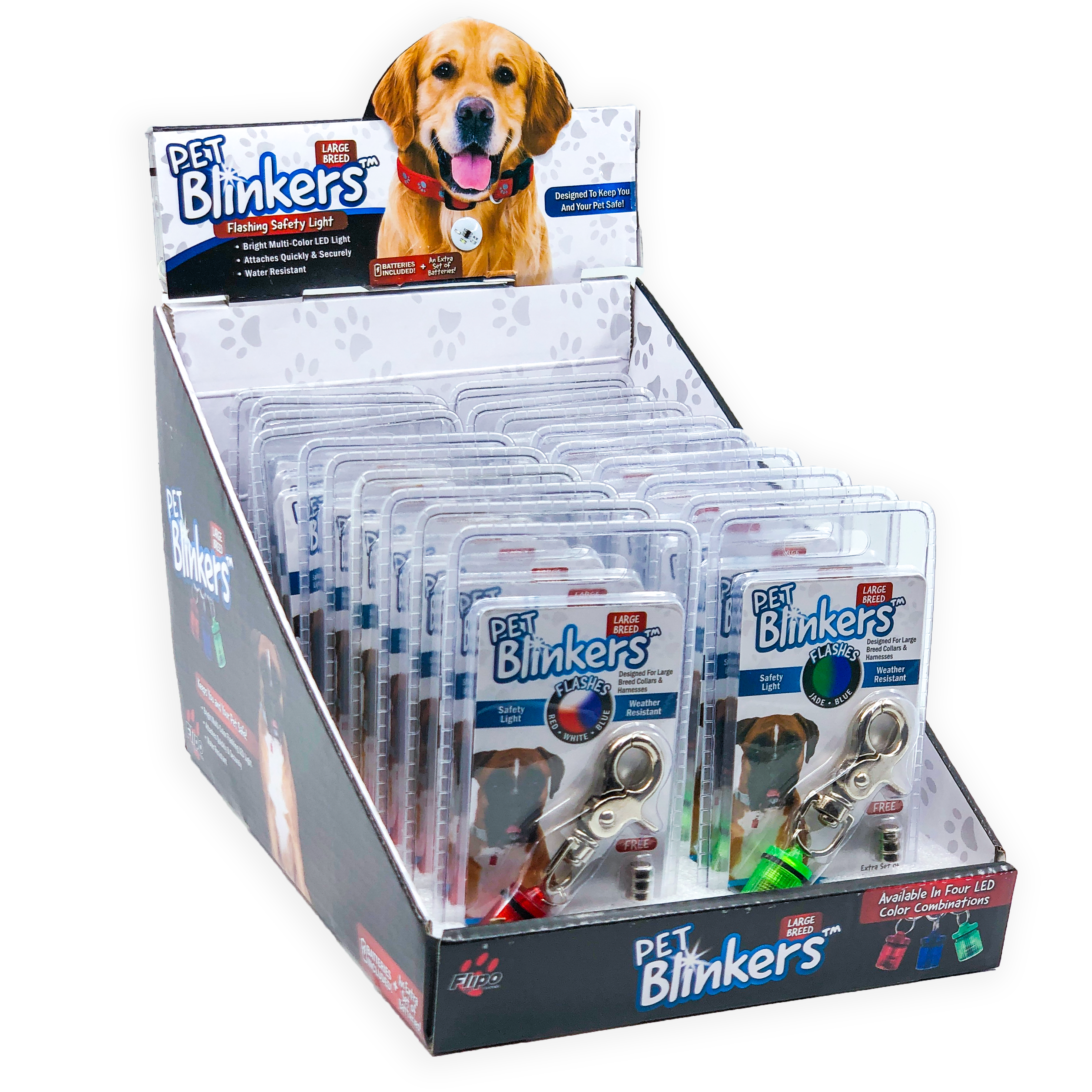 Flipo Pet Blinkers Flashing LED Pet Safety Light - Large Breed 20 PC Display