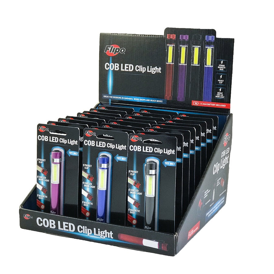 Flipo COB LED Pocket Clip Light 18 PC Display