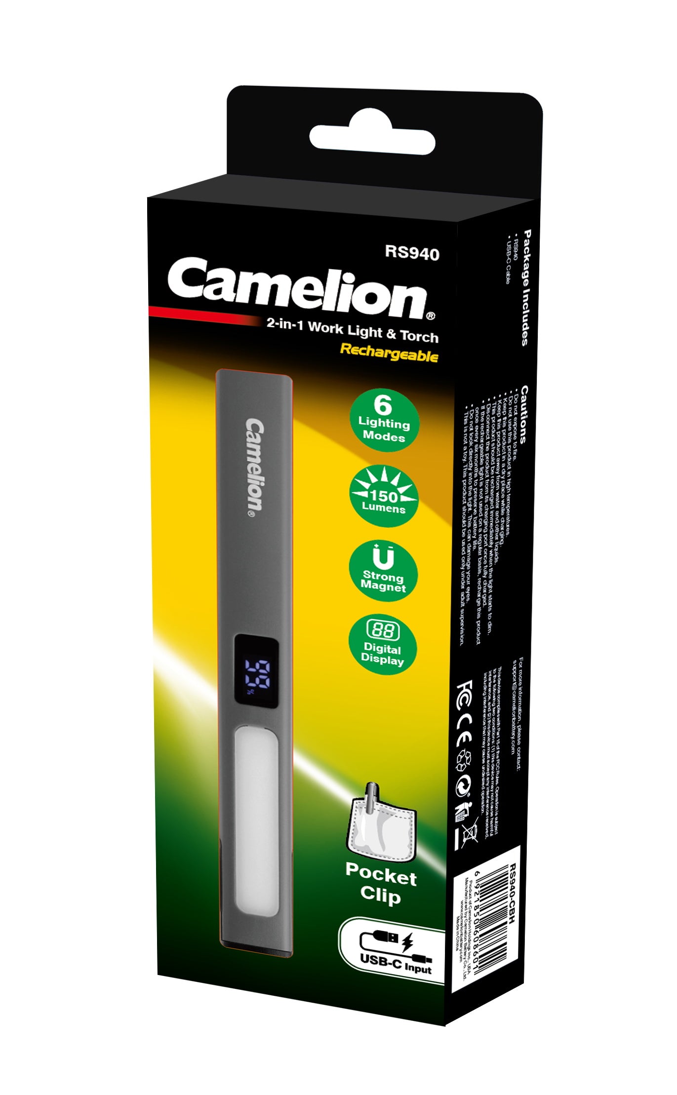 Camelion RS940 Rechargeable 2-in-1 Work Light & Torch