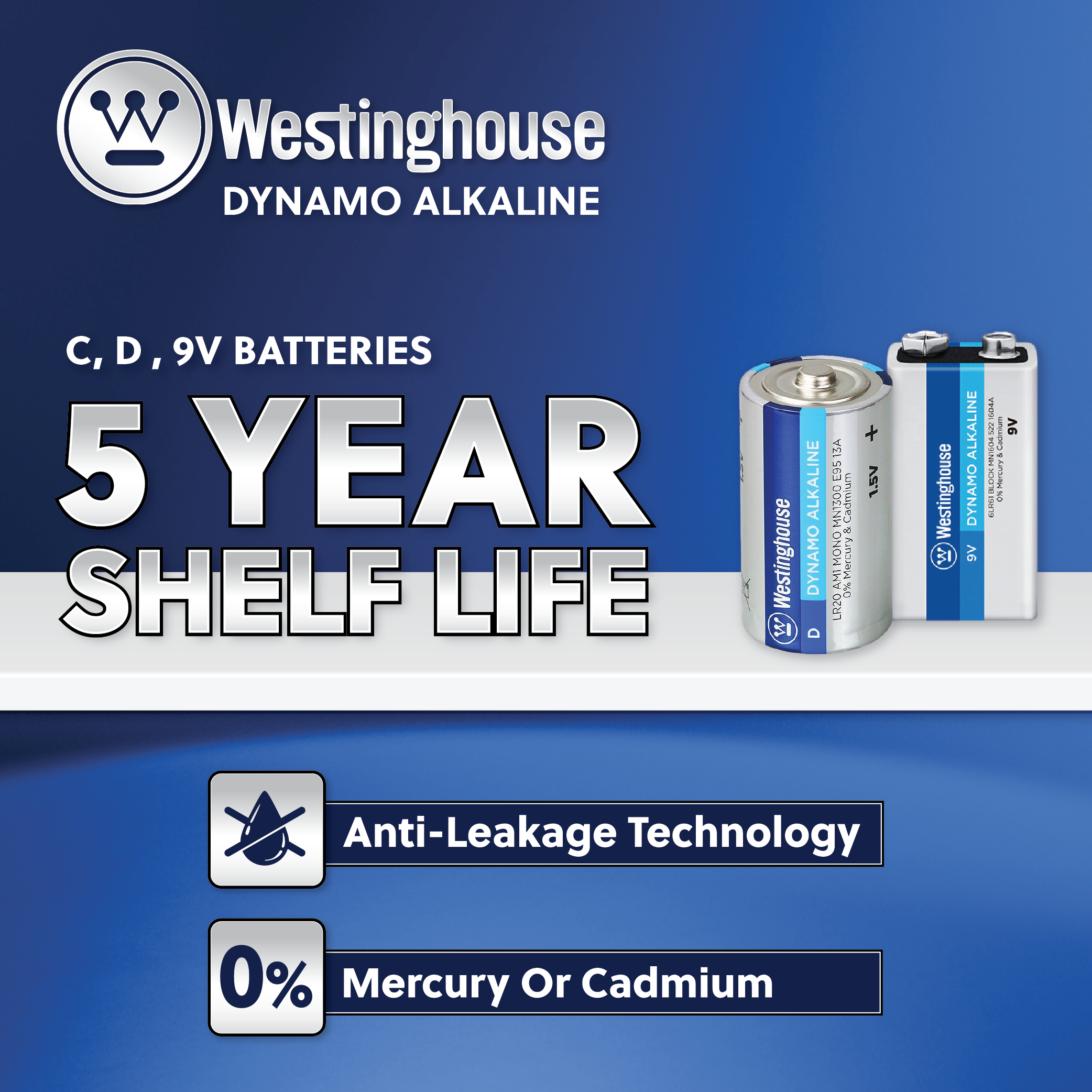 Westinghouse 9V Dynamo Alkaline Blister Pack of 1