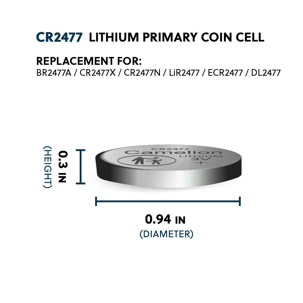 Camelion CR2477 3V Lithium Primary Coin Cell Battery - Non Rechargeable