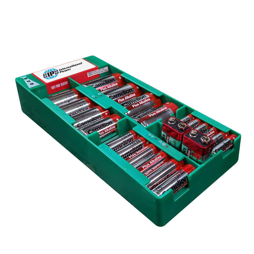 FILLED Battery Organizer With 22 Alkaline Batteries & Battery Tester