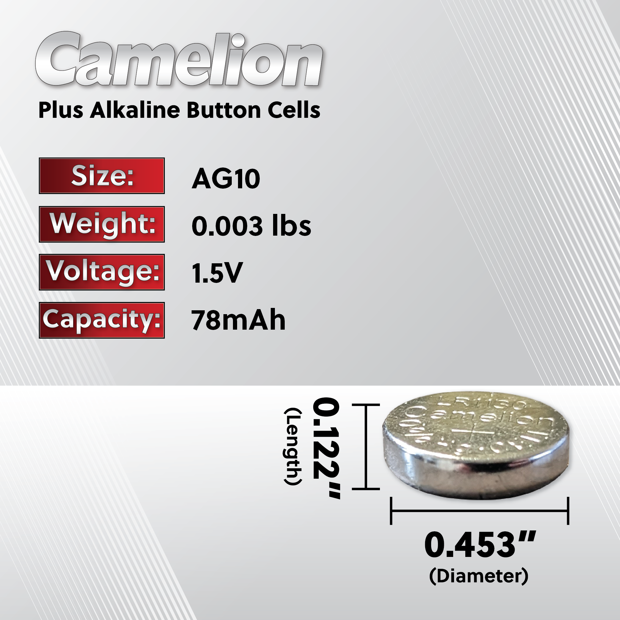 Camelion AG10 / 389 / LR1130 1.5V Button Cell Battery