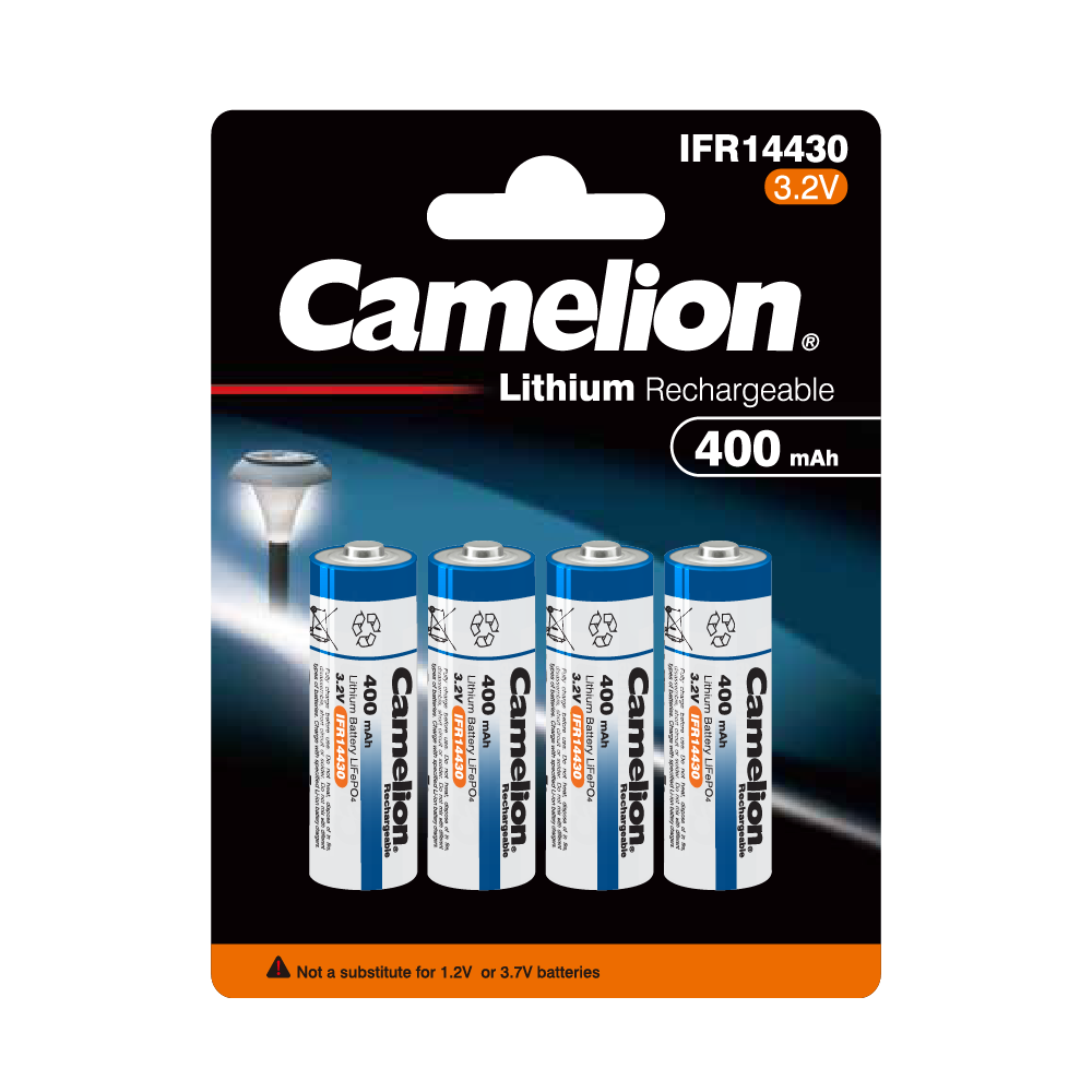 Camelion IFR14430 Lithium Iron Phosphate Rechargeable Battery 400mAh Blister Pack Of 4