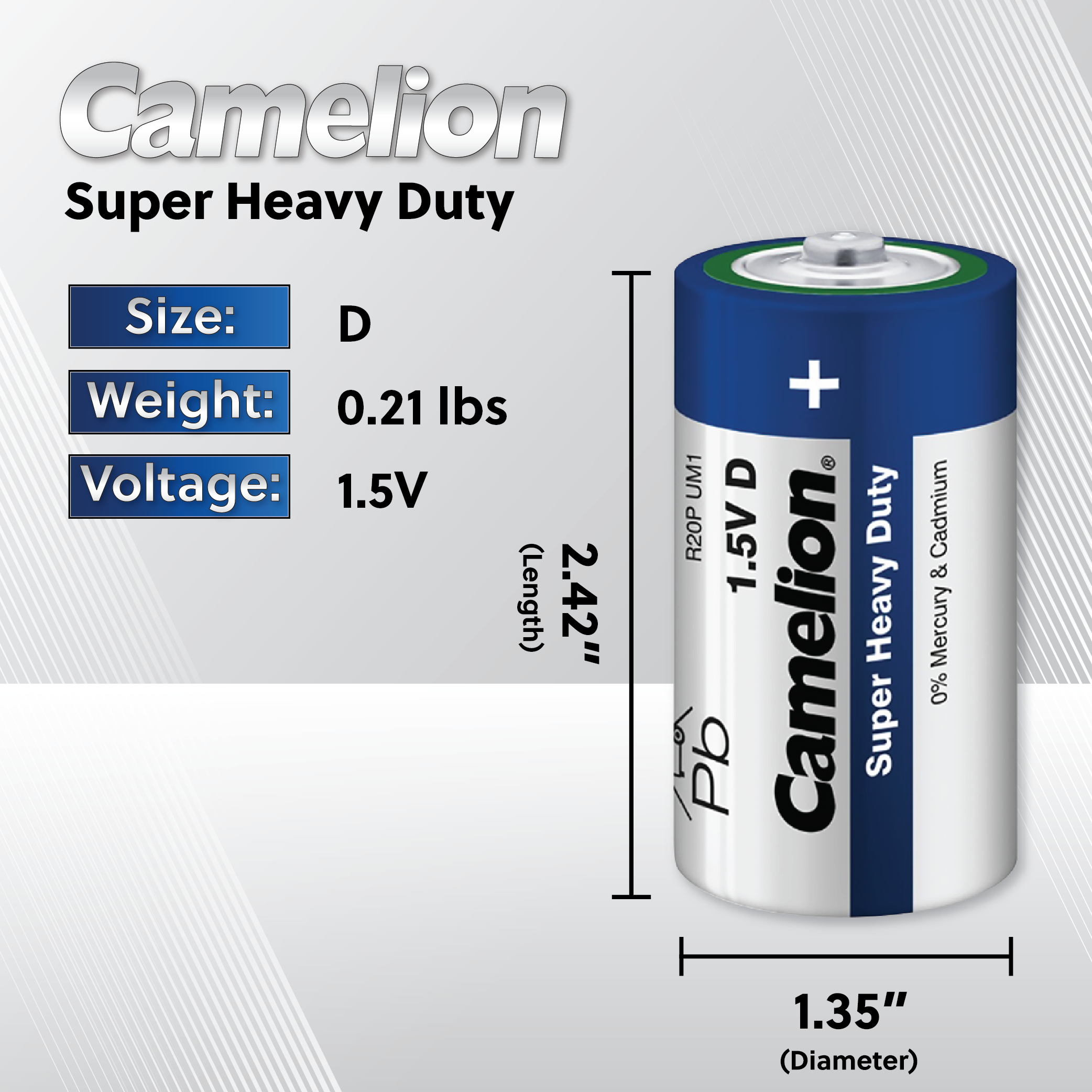Camelion D Super Heavy Duty 2pk