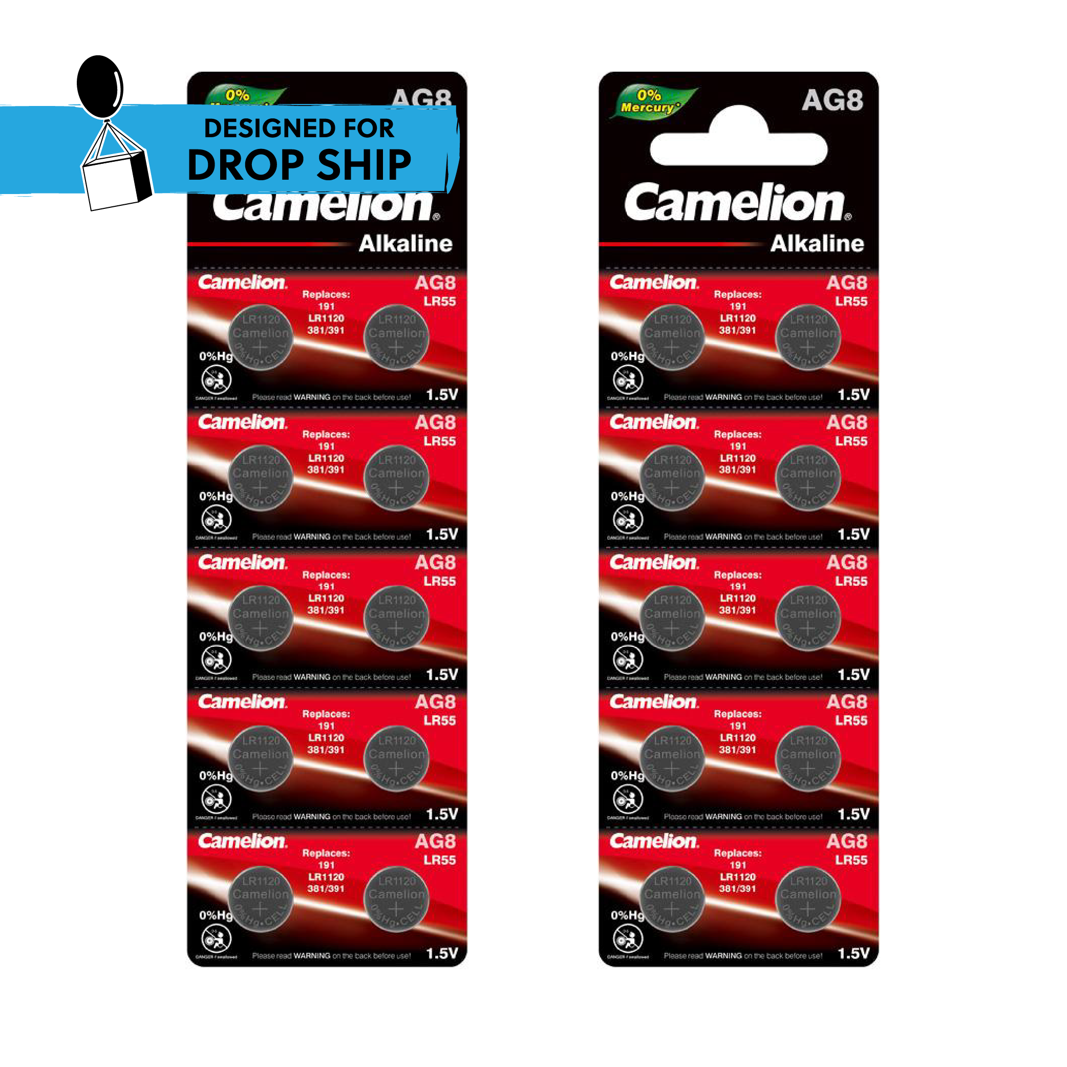 DROP SHIP: Camelion AG8 Alkaline Button Cell 20 Pack