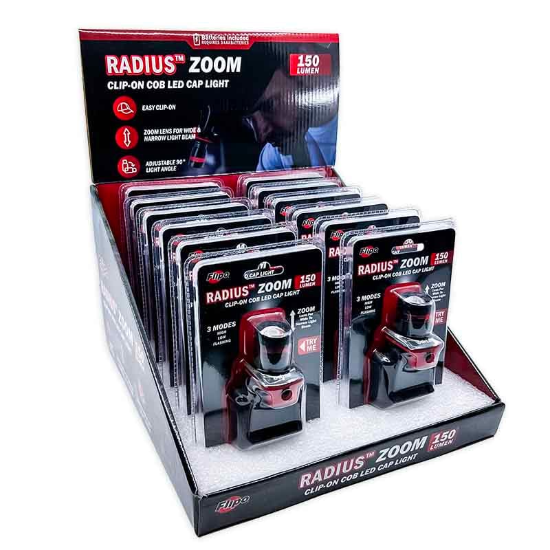 Flipo Radius™ Zoom Clip-On COB LED Cap Light - 12 Piece Display
