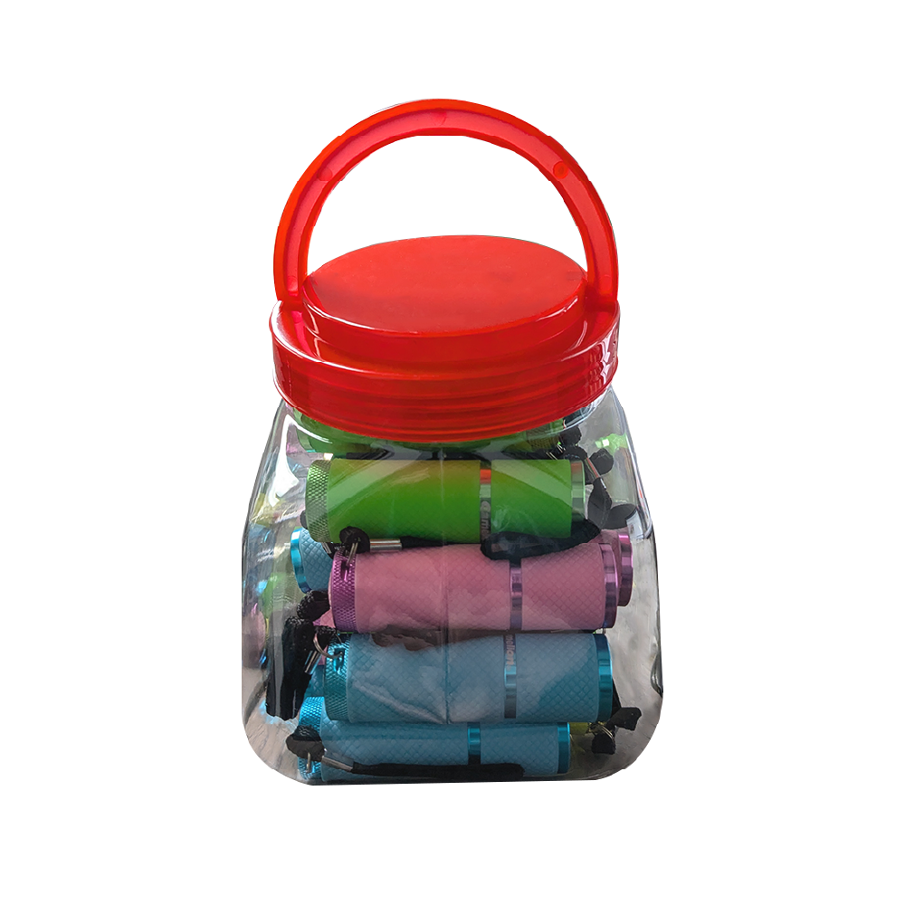 Fishbowl Of 9 LED Glow in the Dark Flashlight Assorted Colors (28 Count)