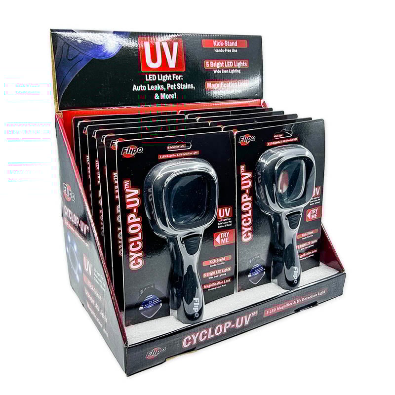 Flipo Cyclop-UV™ 5 LED Magnifier & UV Detection Light – 12-Piece Display