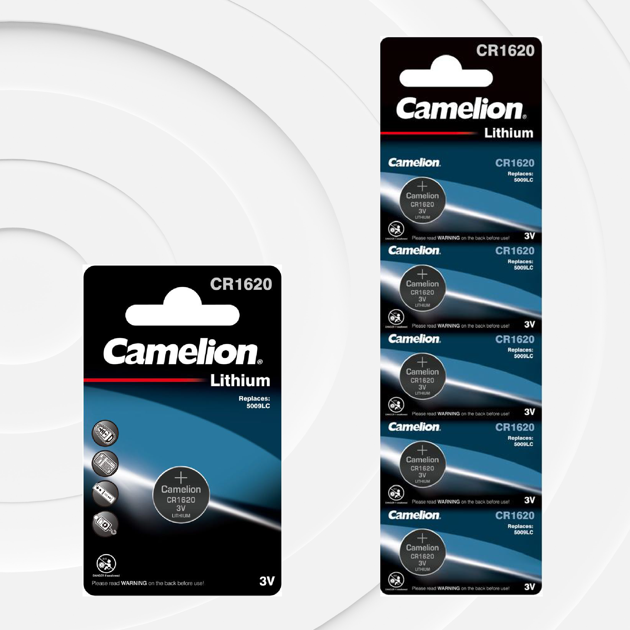 Camelion CR1620 3V Lithium Coin Cell Battery (Two Packaging Options)