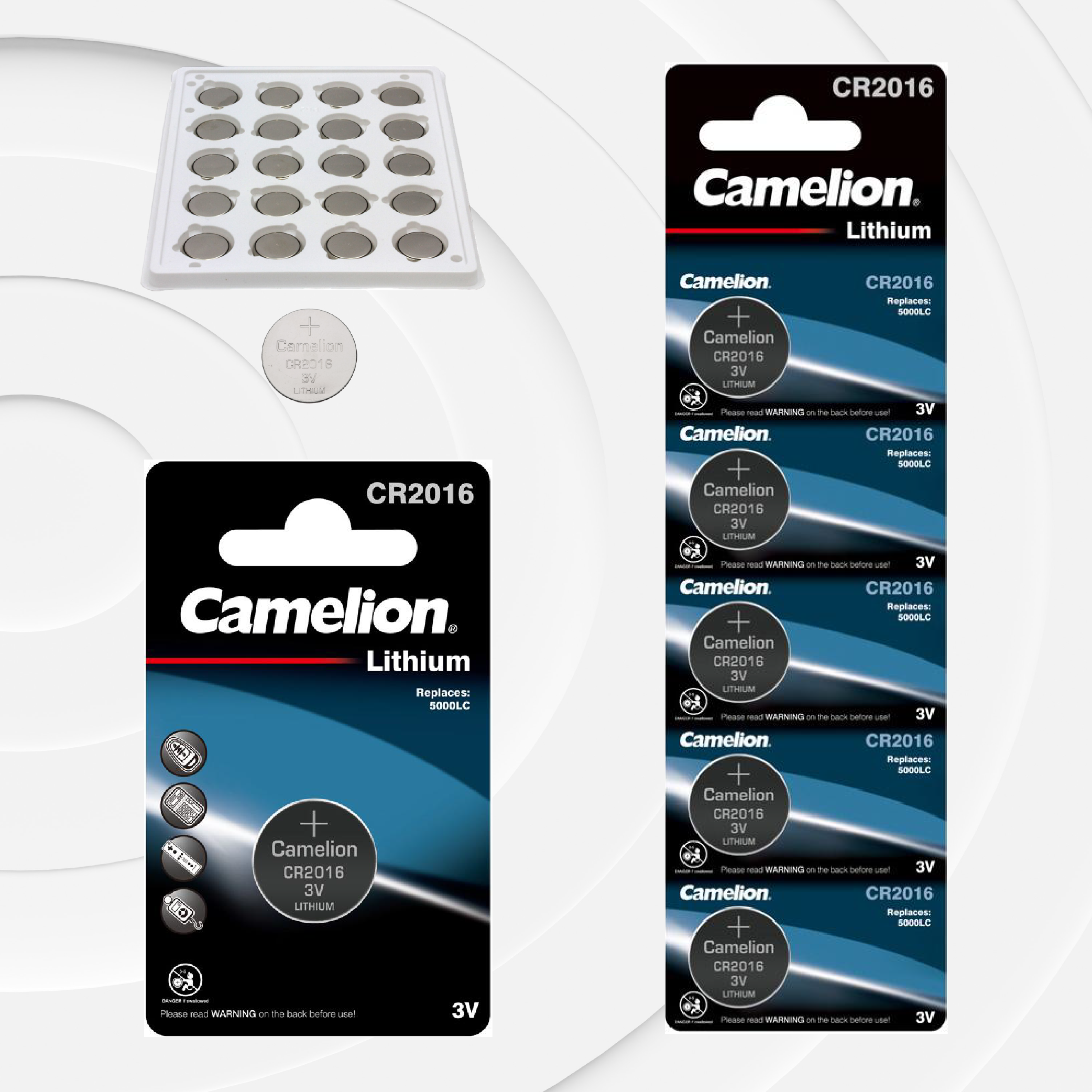 Camelion CR2016 3V Lithium Primary Coin Cell Battery (Three Packaging Options) - Non Rechargeable