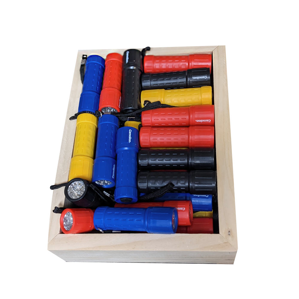 Hot Box Deal #5 - (50) Camelion 9 LED Rubber Grip Flashlights (Assorted Colors)