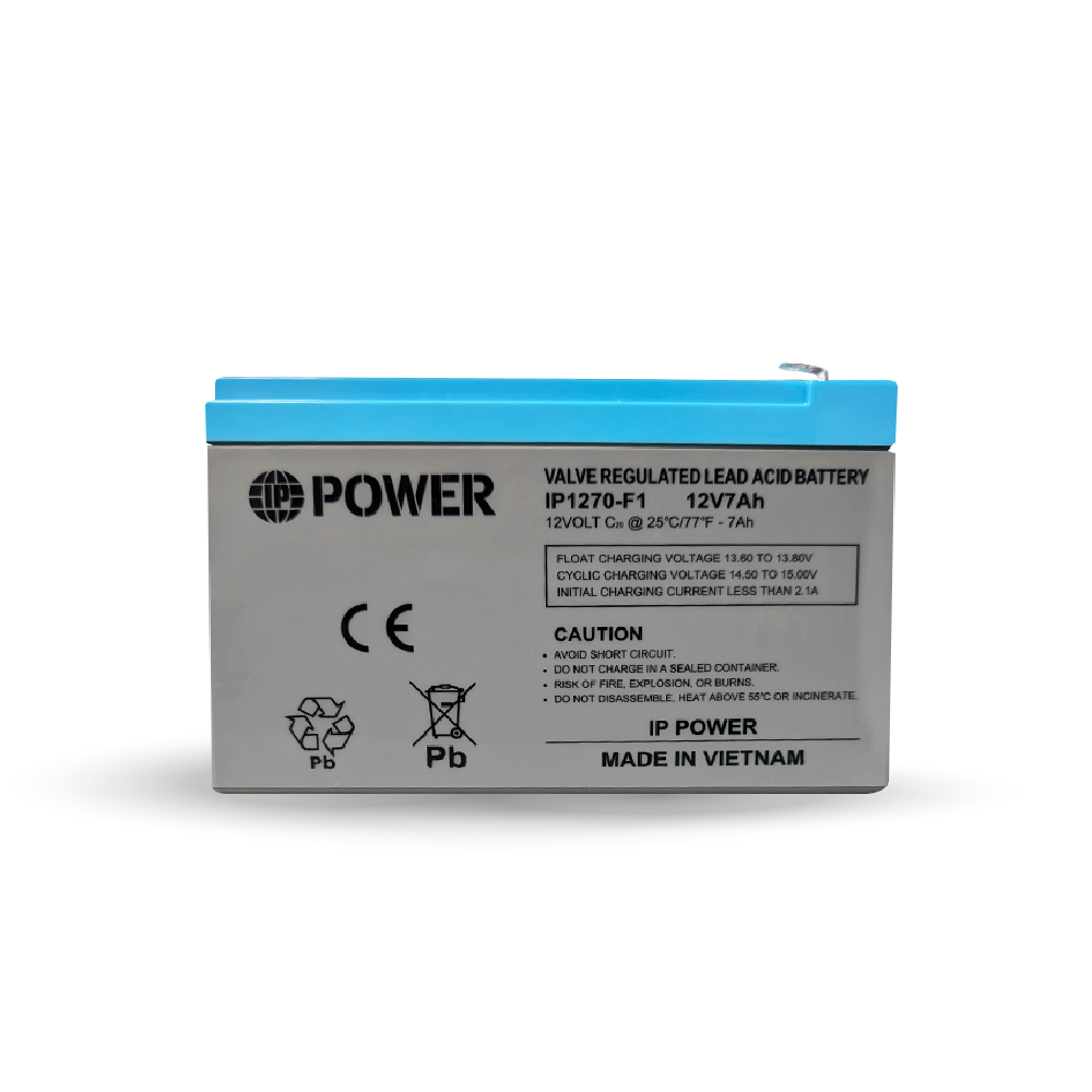 IP POWER  IP1270-F1, 12V 7Ah F1 Terminal Sealed Lead Acid Rechargeable Battery