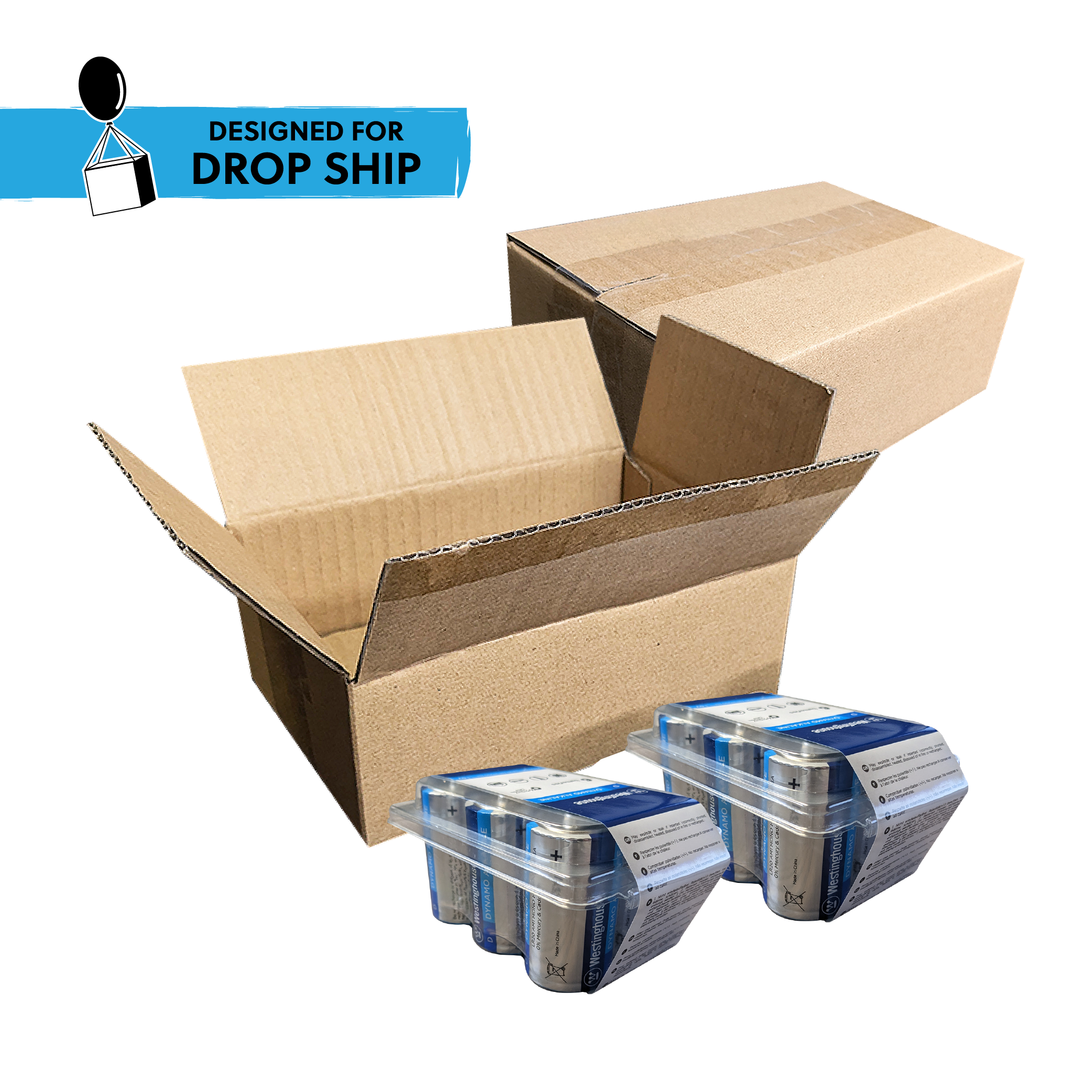 DROP SHIP: Westinghouse D Dynamo Alkaline Plastic Tub 12 Count (2 x 6pks)