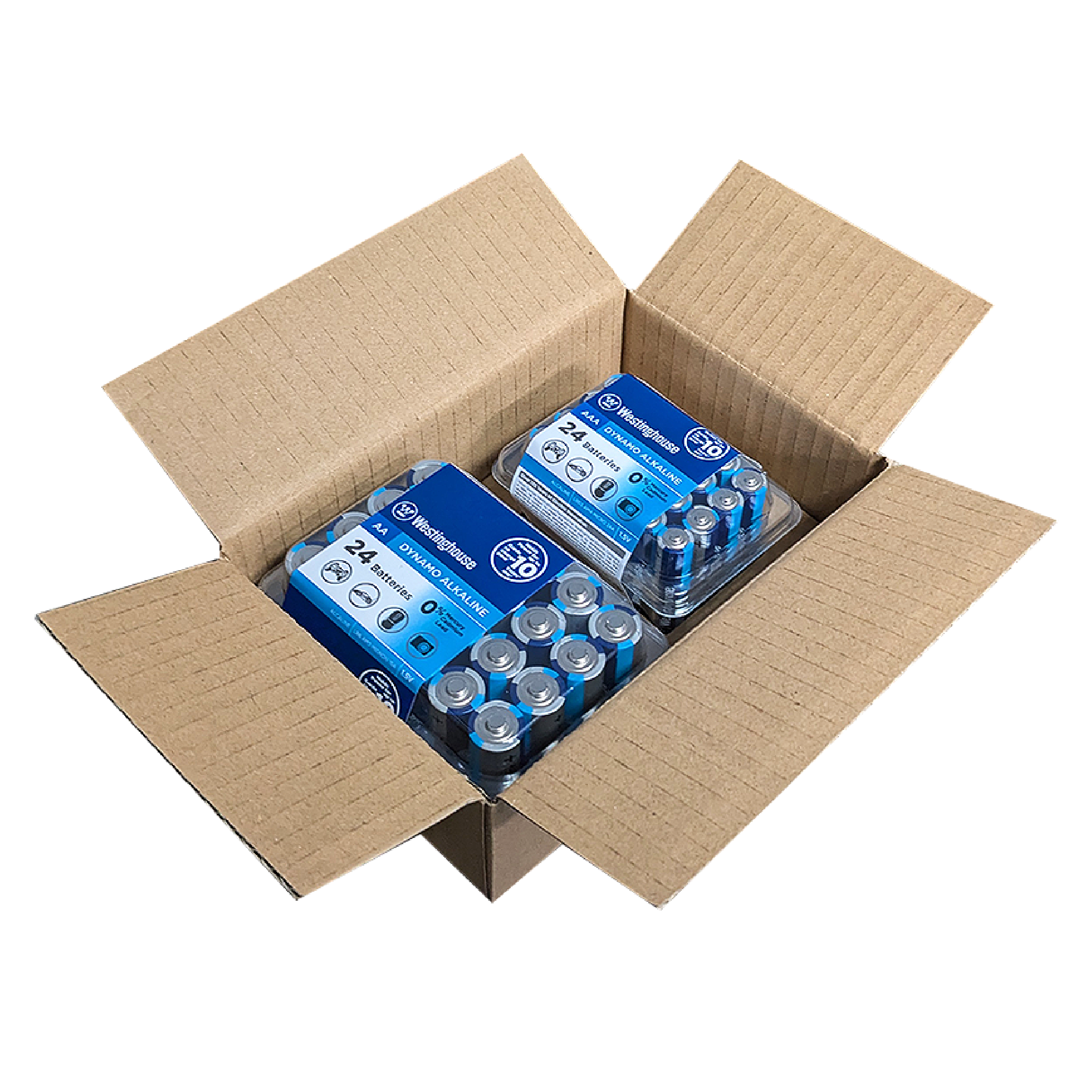 DROP SHIP: Westinghouse AAA Dynamo Alkaline Plastic Tub + AA Plastic Tub (48 Count AAA 24pk + AA 24pk)