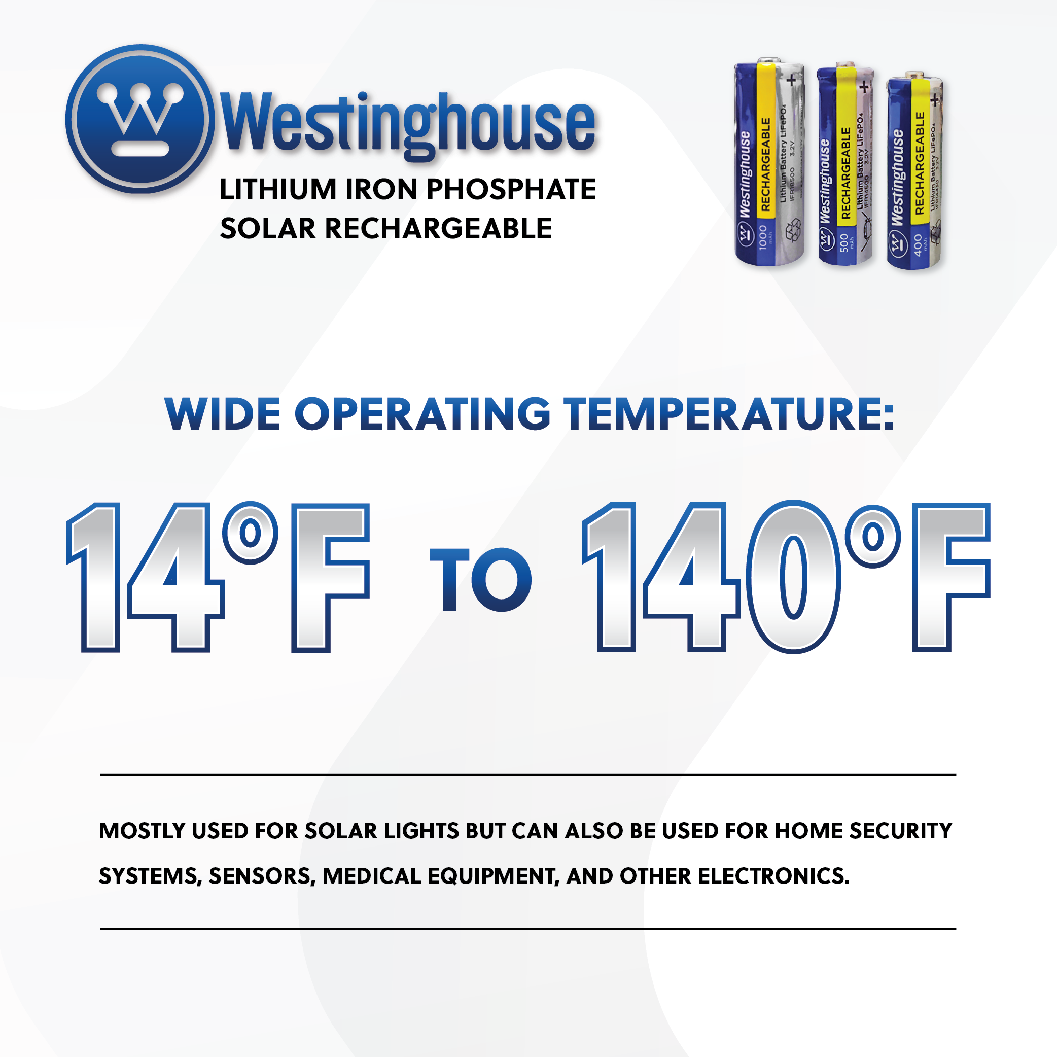 Westinghouse IFR18500 Lithium Iron Phosphate Rechargeable Battery 1000mAh Blister Pack of 4