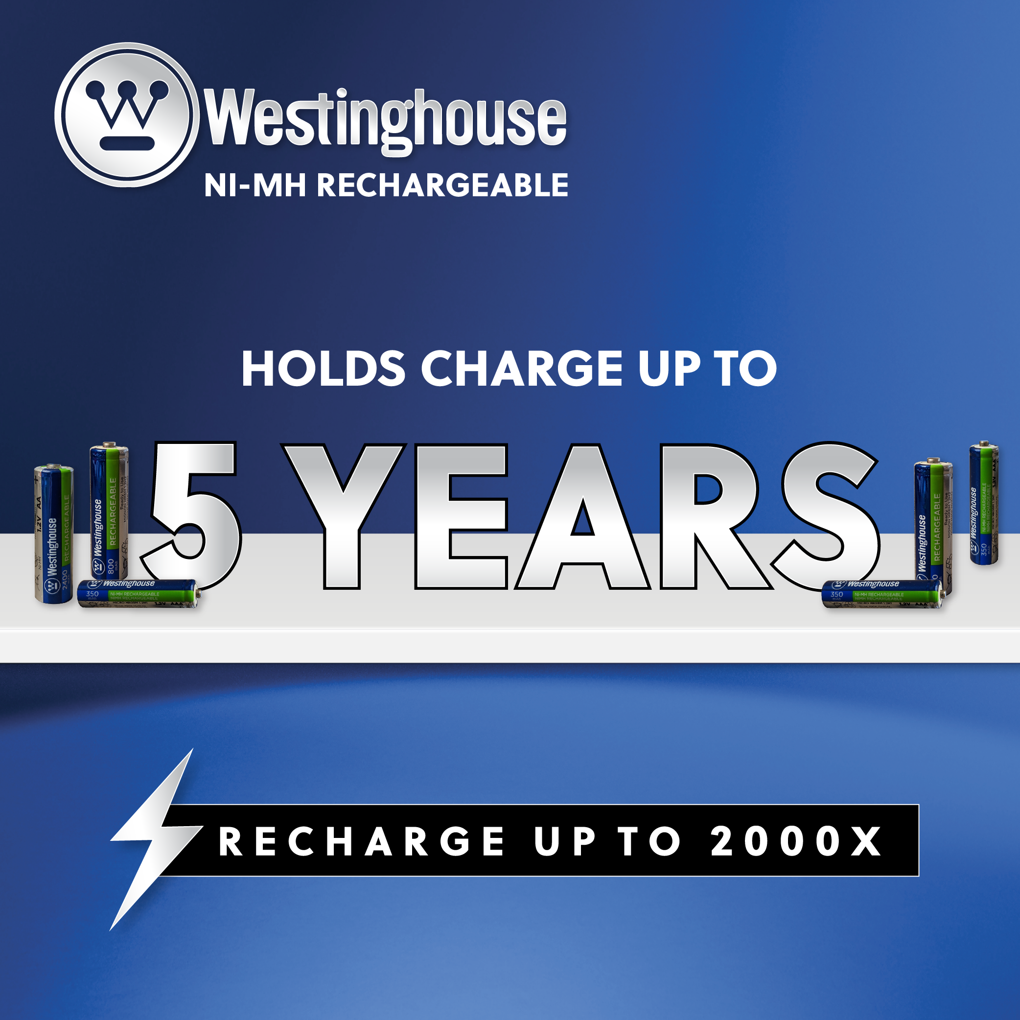 Westinghouse AA Ni-Mh Rechargeable Batteries 800 Hard Pack of 24