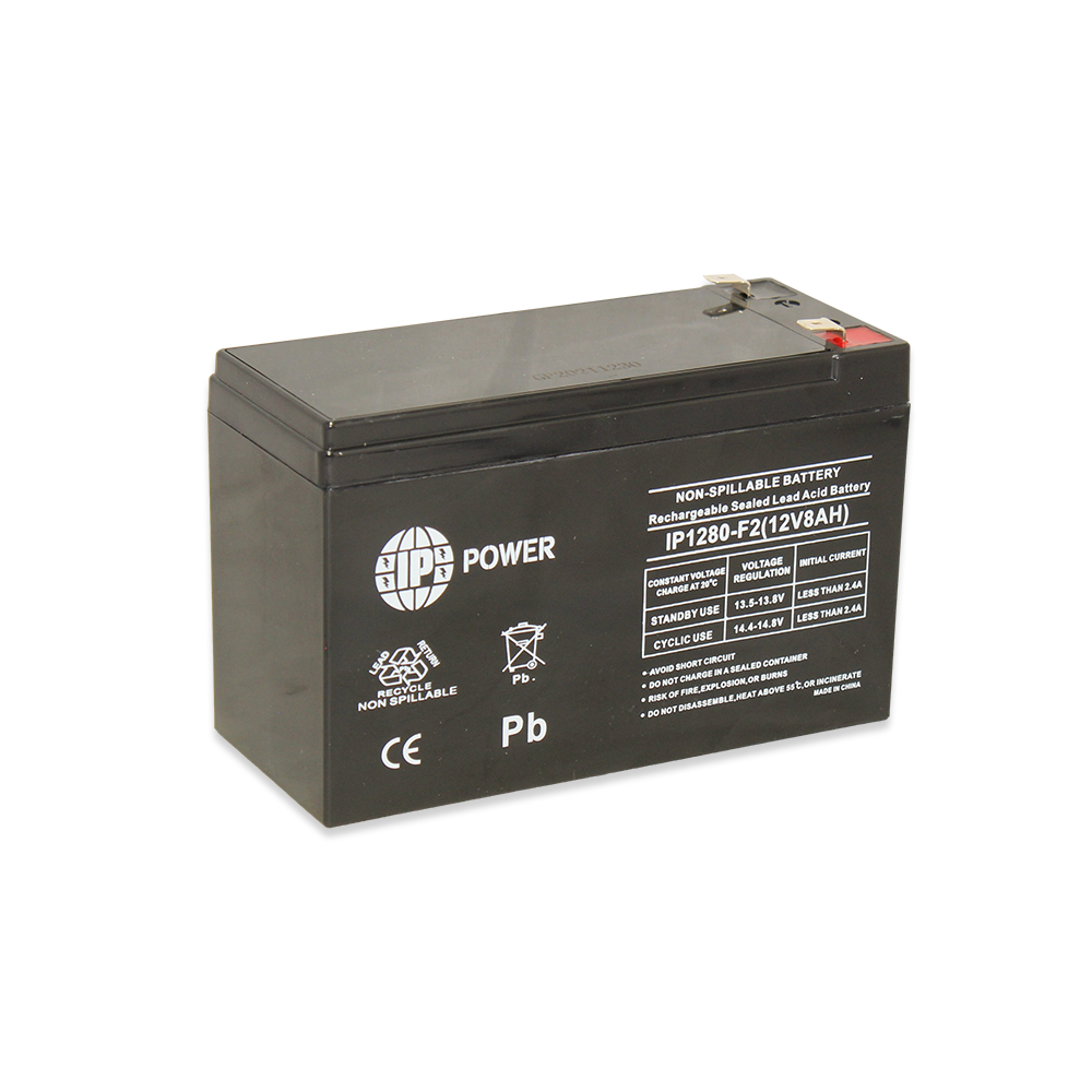 IP POWER IP1280-F2, 12V 8Ah, Sealed Lead Acid Rechargeable Battery