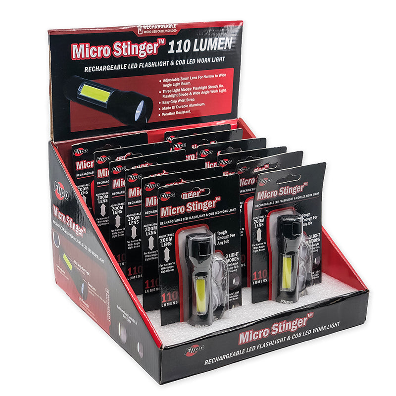 Micro Stinger™ Rechargeable LED Flashlight & COB LED Work Light |  12-Piece Display
