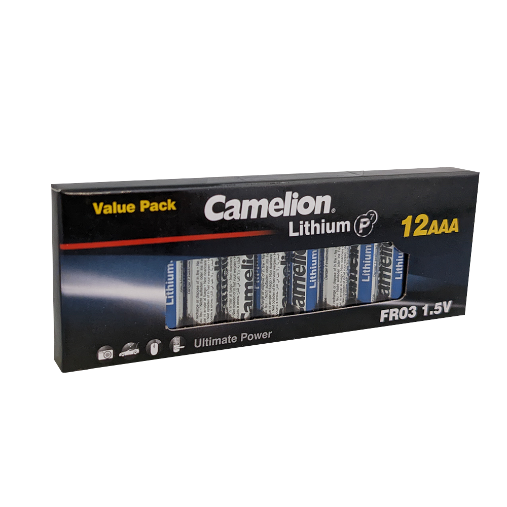 Camelion P7 AAA Lithium Primary 12pk Retail & Shipping Box - Non Rechargeable