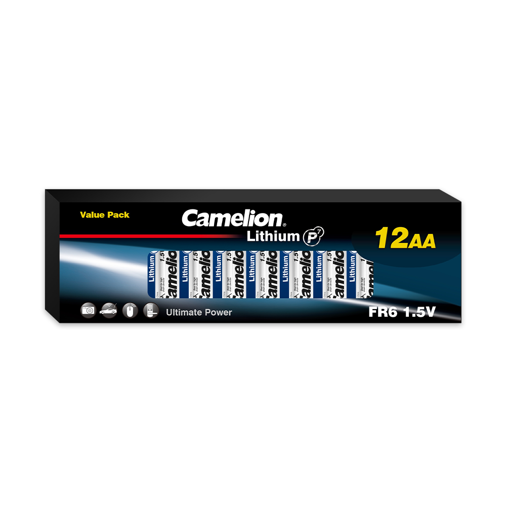 Camelion P7 AA Lithium Primary 12pk Retail & Shipping Box - Non Rechargeable