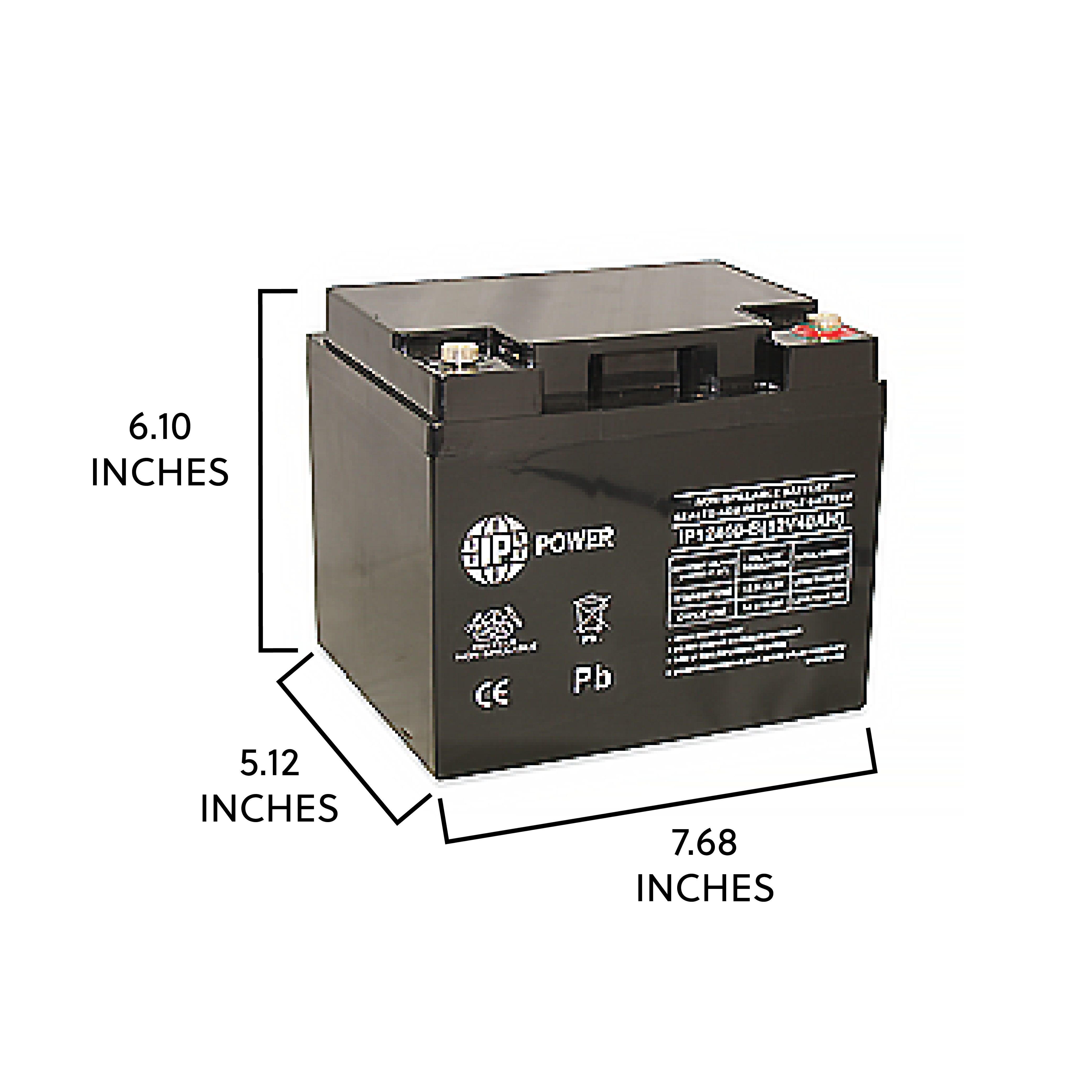 IP POWER IP12350-NB 12V 35Ah, Sealed Lead Acid Rechargeable Battery
