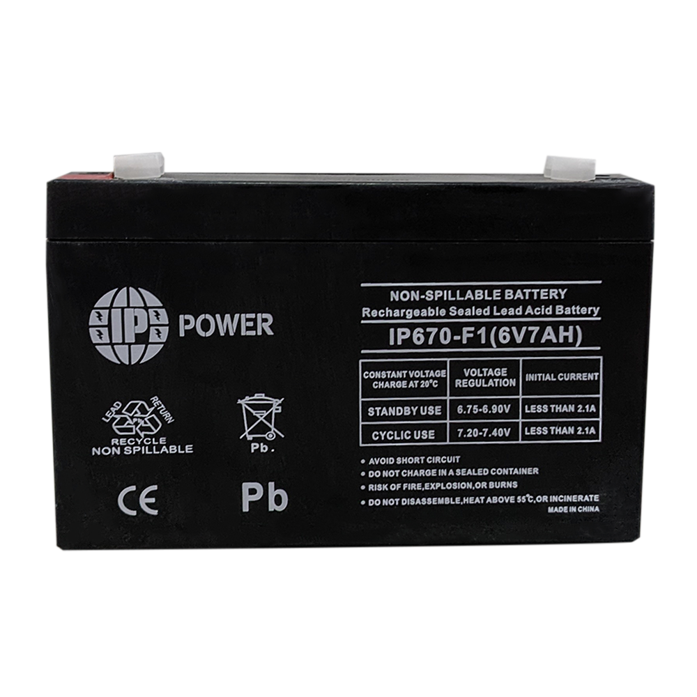 IP POWER IP670-F1, 6V 7Ah F1 Terminal, Sealed Lead Acid Battery