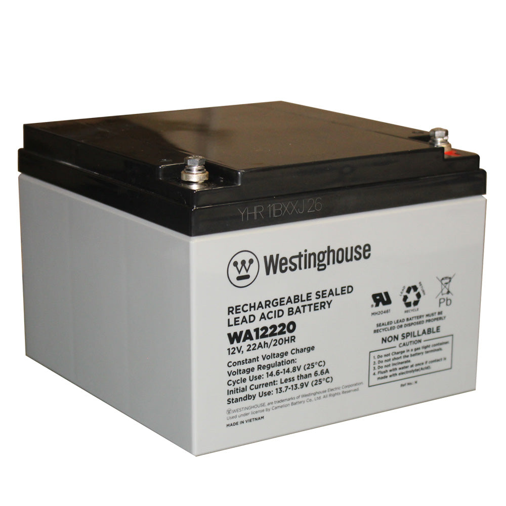 Westinghouse WA12220-F13, 12V  22Ah F13 Terminal, Sealed Lead Acid Rechargeable Battery