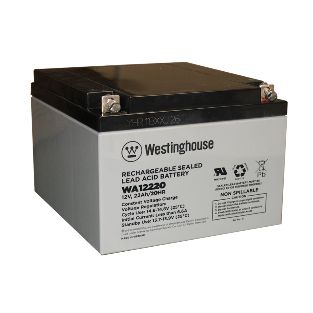 Westinghouse WA12220-F3, 12V 22Ah F3 Terminal Sealed Lead Acid Rechargeable Battery