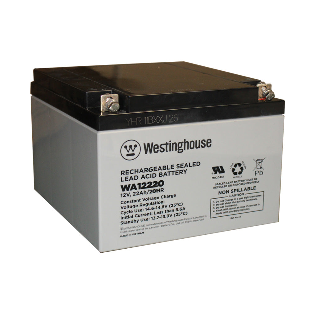 Westinghouse 12220, 12 Volt 22Amp F3 Terminal, Sealed Lead Acid Rechargeable Battery