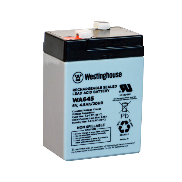 wholesale, wholesale batteries, sla, sealed lead acid, WA645, 6V 4.5Ah, F1 terminal