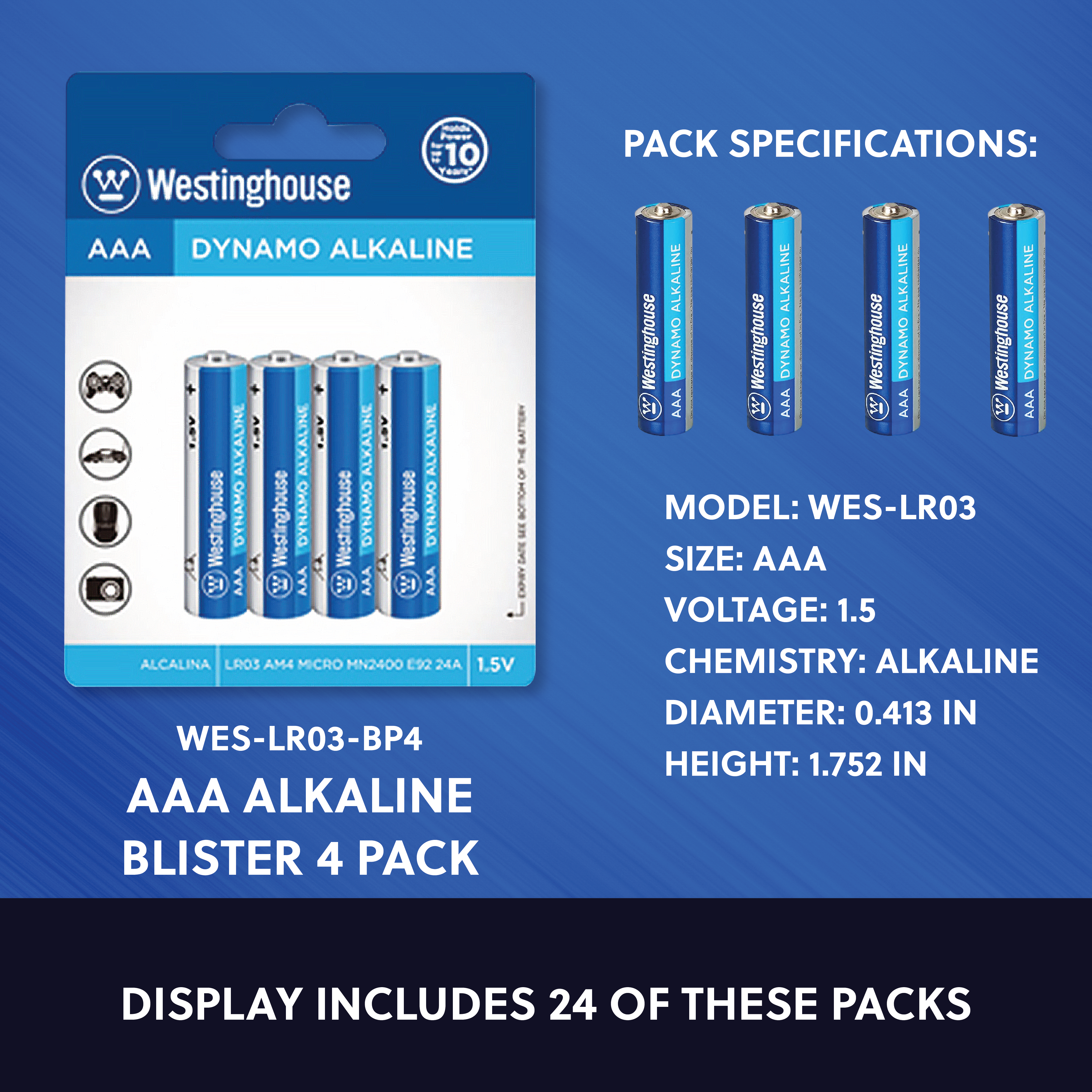 Westinghouse Dynamo Alkaline 96 pc. Battery Display