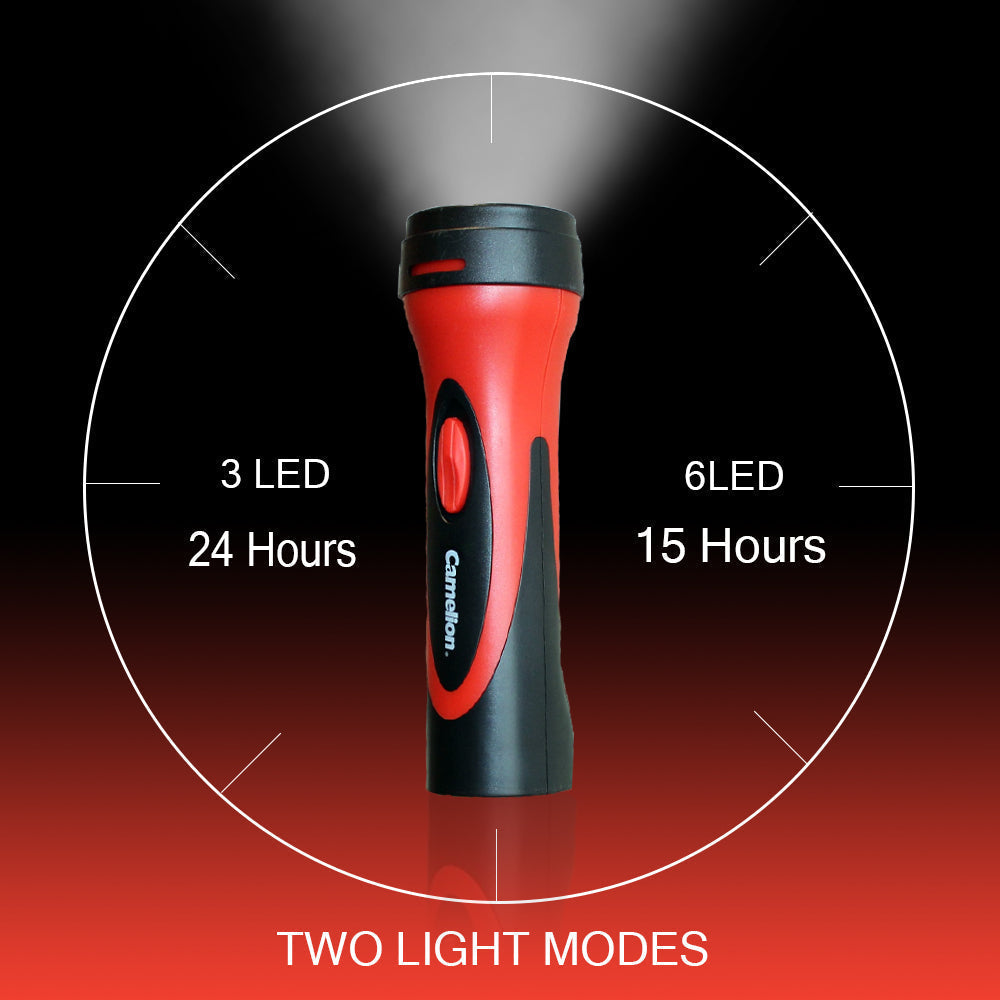 6 LED Rechargeable Plug-In Emergency Ready Flashlight Cardboard Box of 2