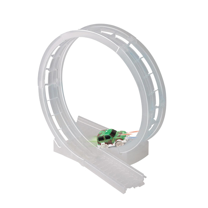 Flipo Bend A Path 360 Loop-de-Loop Clear Track Expansion Pack with Green 5LED trick SUV