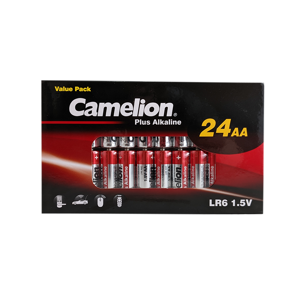Camelion AA Plus Alkaline 24pk Cardboard Box Counter Display Of 10
